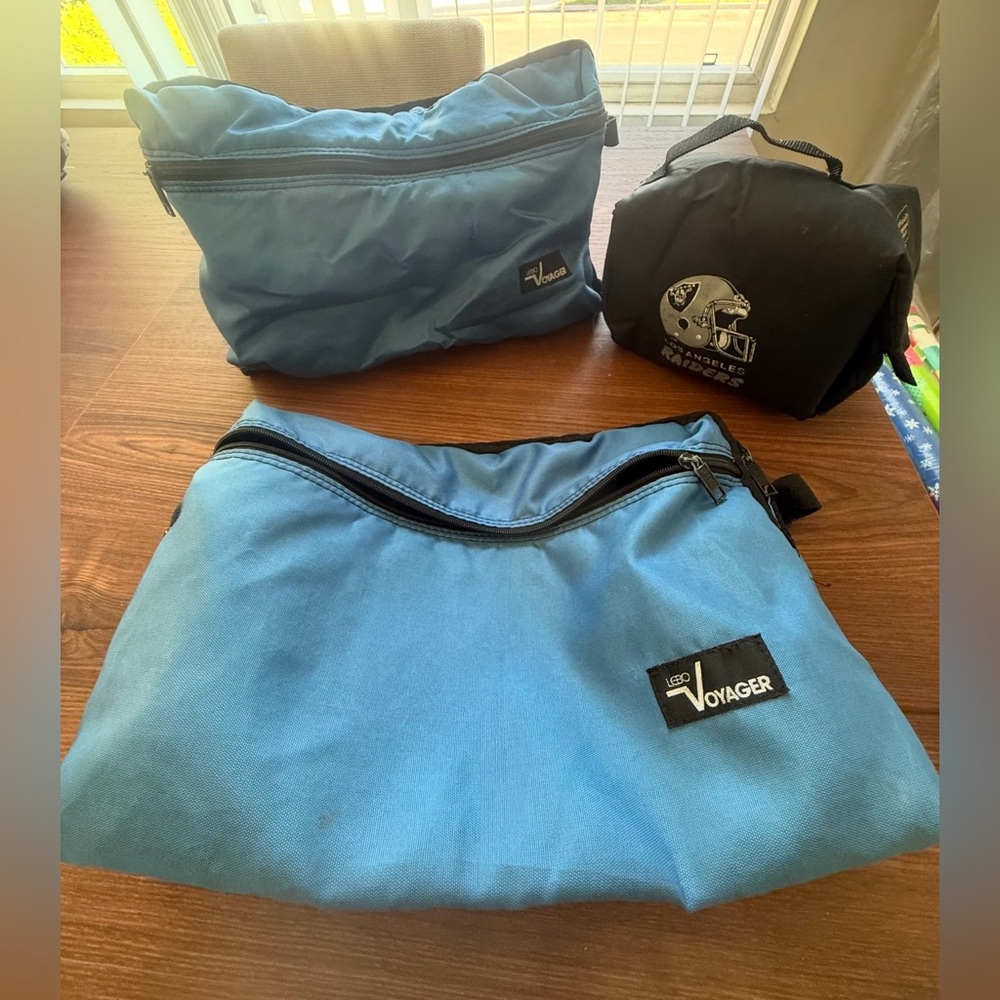 2 Vintage Lebo Voyager Casette Bags + Vintage Los Angeles Raiders Cooler Bag